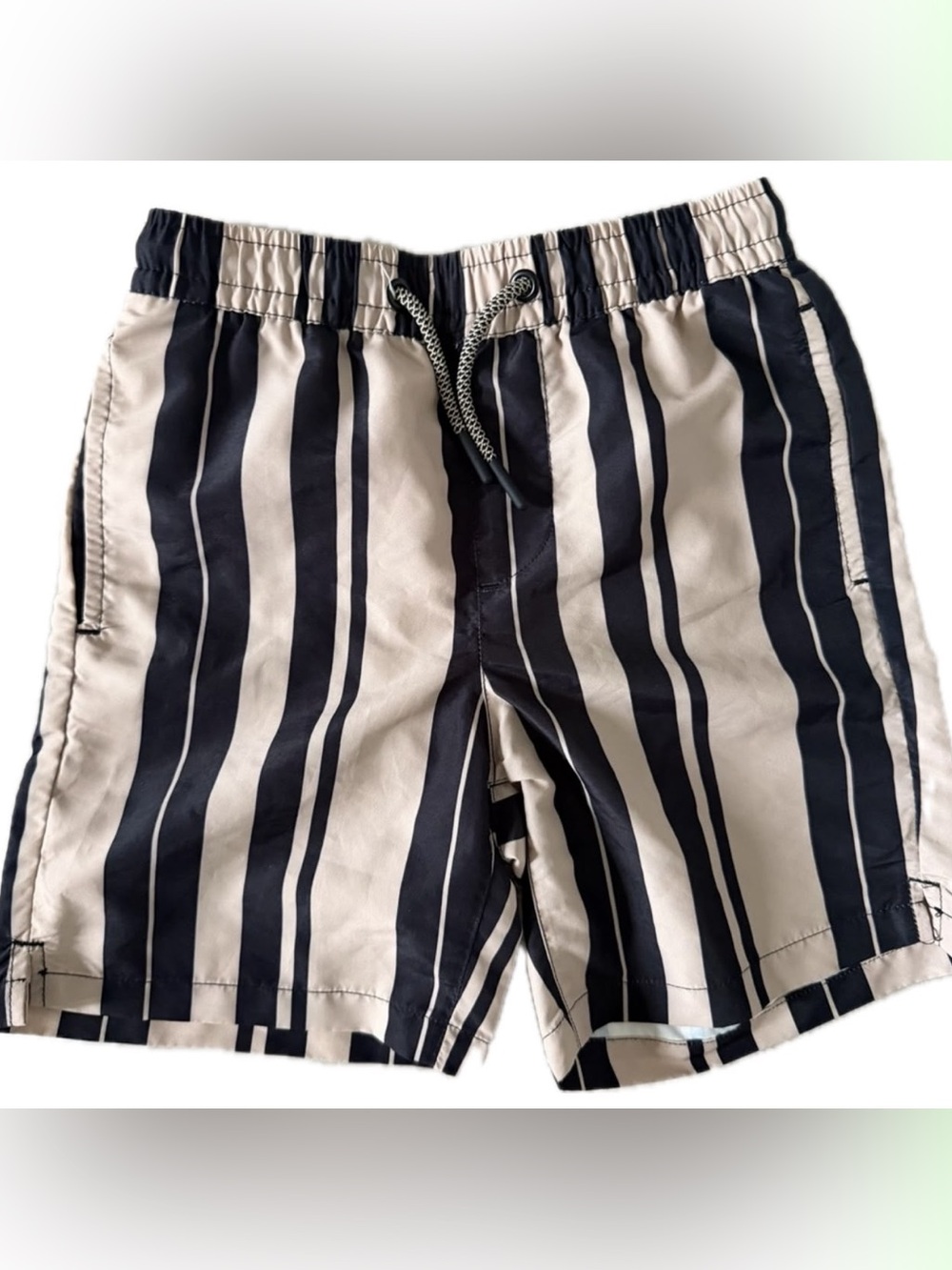 Boy’s  Beige and Black Striped Swim Shorts